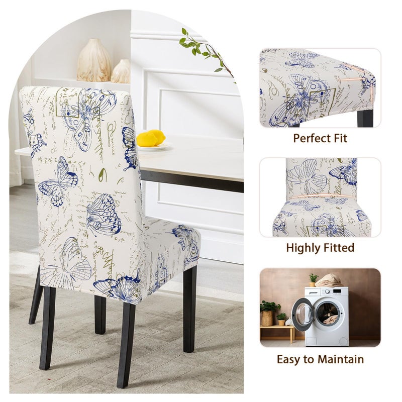 SearchI Dining room Chair Covers Set of 6, Stretch Printed Parsons Chair Slipcovers Spandex Removable Washable Kitchen Chair Protector Cover for Dining Room, Hotel, Ceremony (Butterfly Pattern) - Image 5