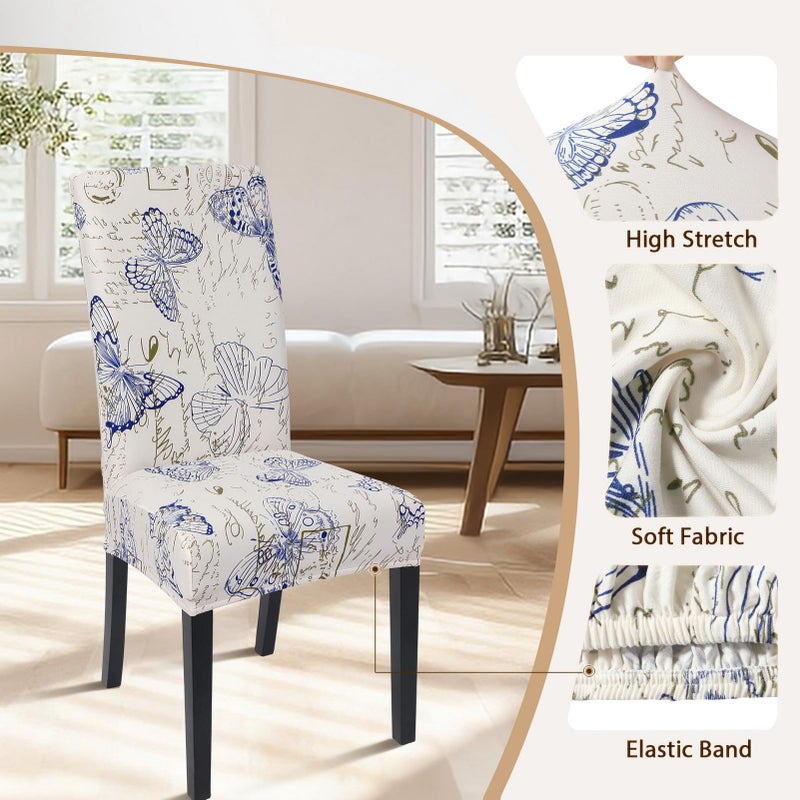 SearchI Dining room Chair Covers Set of 6, Stretch Printed Parsons Chair Slipcovers Spandex Removable Washable Kitchen Chair Protector Cover for Dining Room, Hotel, Ceremony (Butterfly Pattern) - Image 3