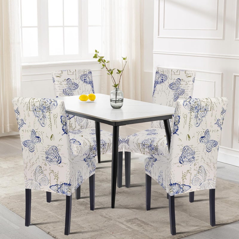 SearchI Dining room Chair Covers Set of 6, Stretch Printed Parsons Chair Slipcovers Spandex Removable Washable Kitchen Chair Protector Cover for Dining Room, Hotel, Ceremony (Butterfly Pattern) - Image 2