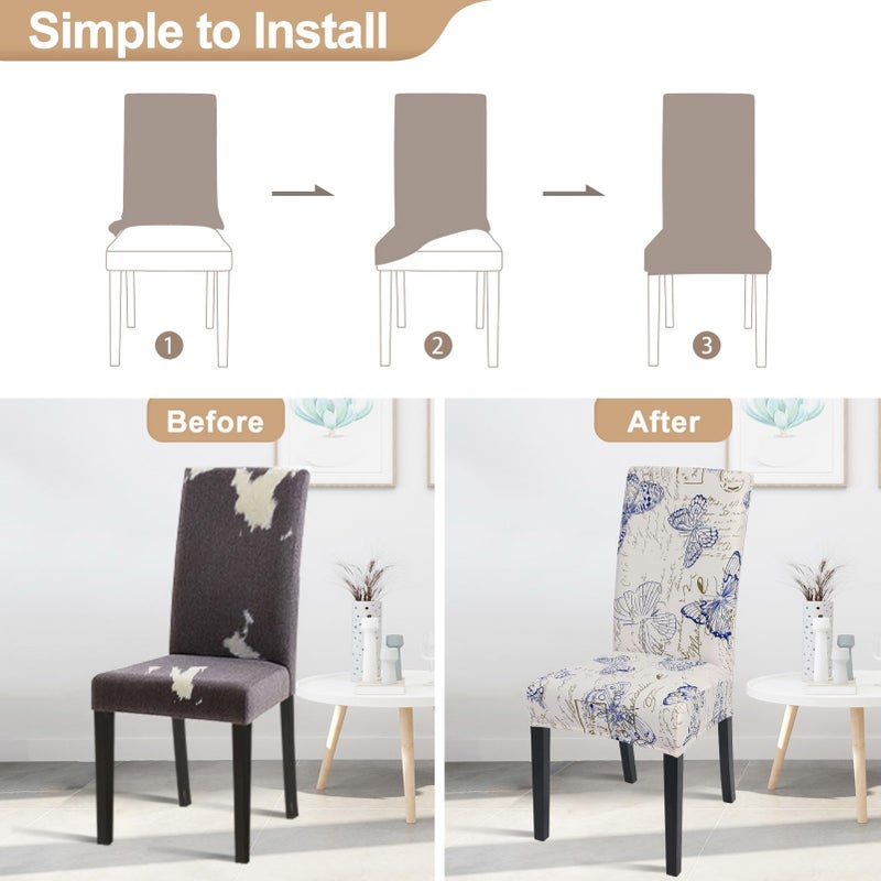 SearchI Dining room Chair Covers Set of 6, Stretch Printed Parsons Chair Slipcovers Spandex Removable Washable Kitchen Chair Protector Cover for Dining Room, Hotel, Ceremony (Butterfly Pattern) - Image 4