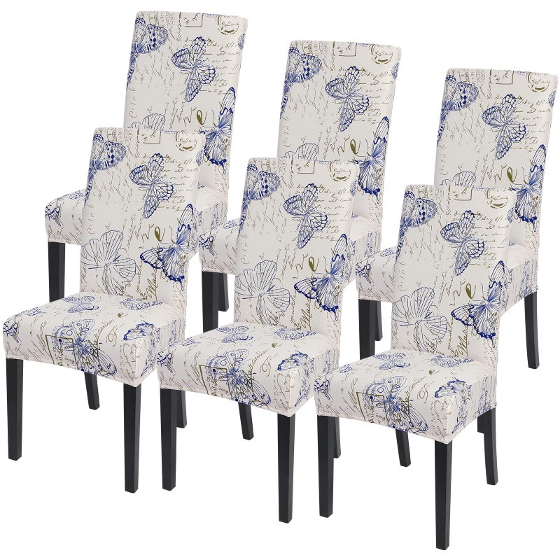 SearchI Dining room Chair Covers Set of 6, Stretch Printed Parsons Chair Slipcovers Spandex Removable Washable Kitchen Chair Protector Cover for Dining Room, Hotel, Ceremony (Butterfly Pattern) - Image 1