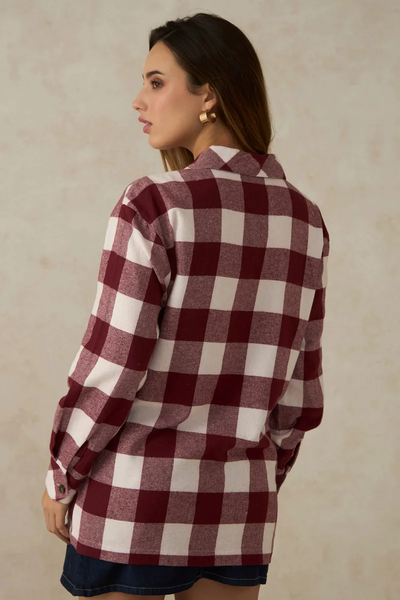 فيرجيو Cotton Plaid Daywear Shacket for Women