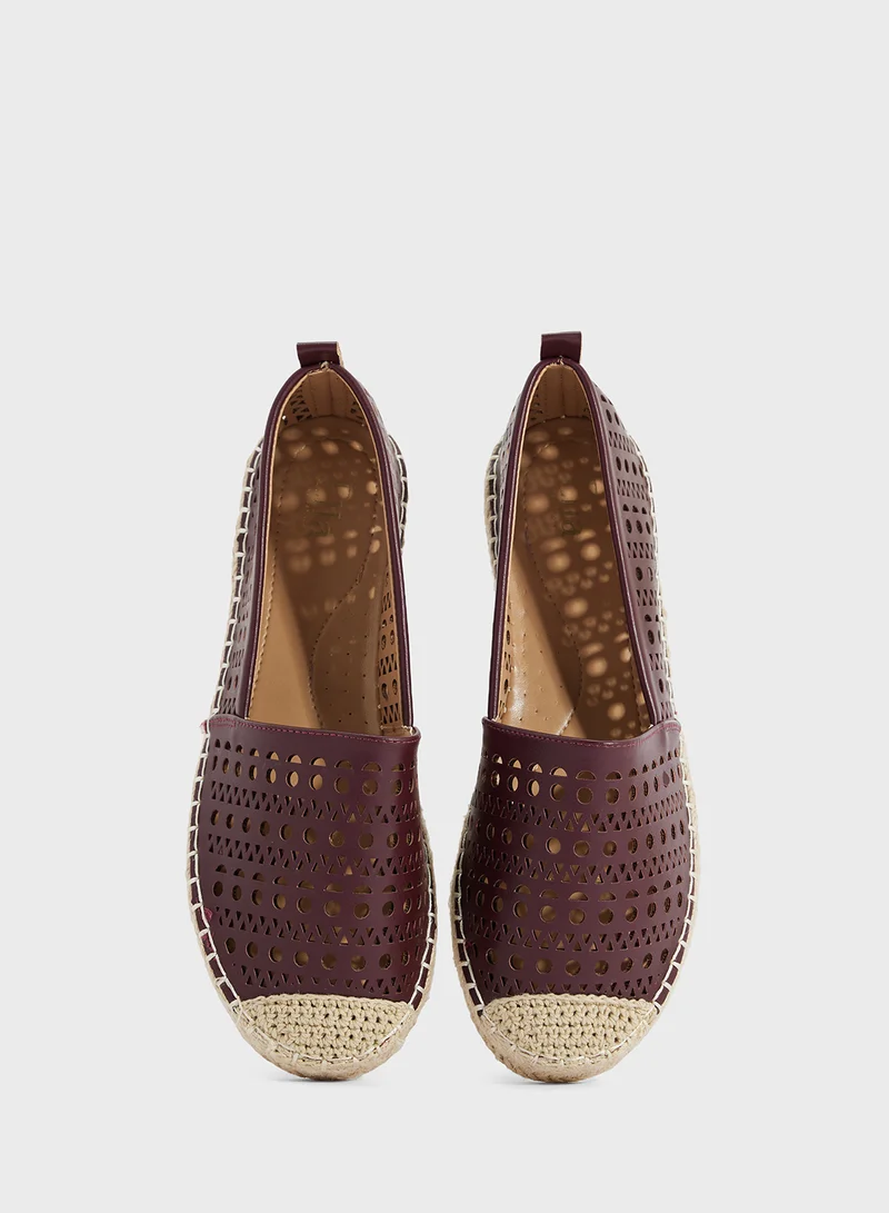 Ella Brown Laser Cut Espadrille for Women | Best Price UAE