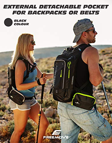 FREEMOVE External Detachable Pocket for Backpacks and Waist Belts, Durable, Lightweight and Water-resistant Great for Hiking, Running, Jogging, Cycling, Biking, Skiing, Water Sports, Rave Festival, Traveling - Image 2