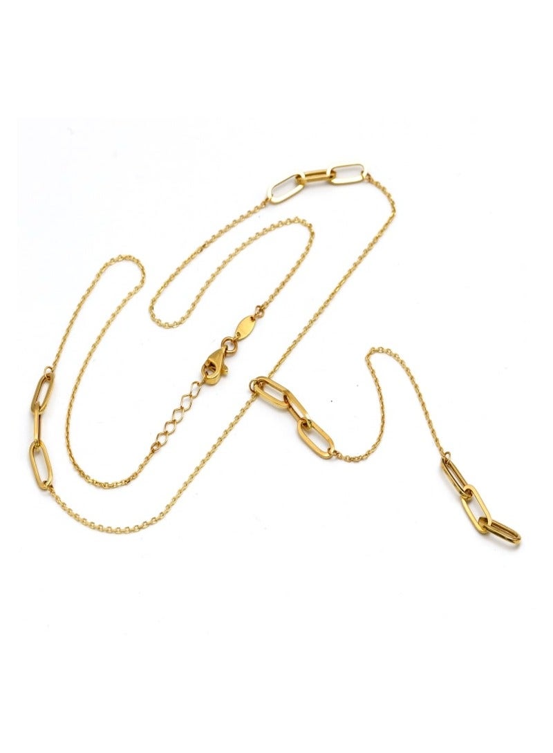 Gold Zone Real Gold Paper Clip Dangler Long Necklace - Image 1