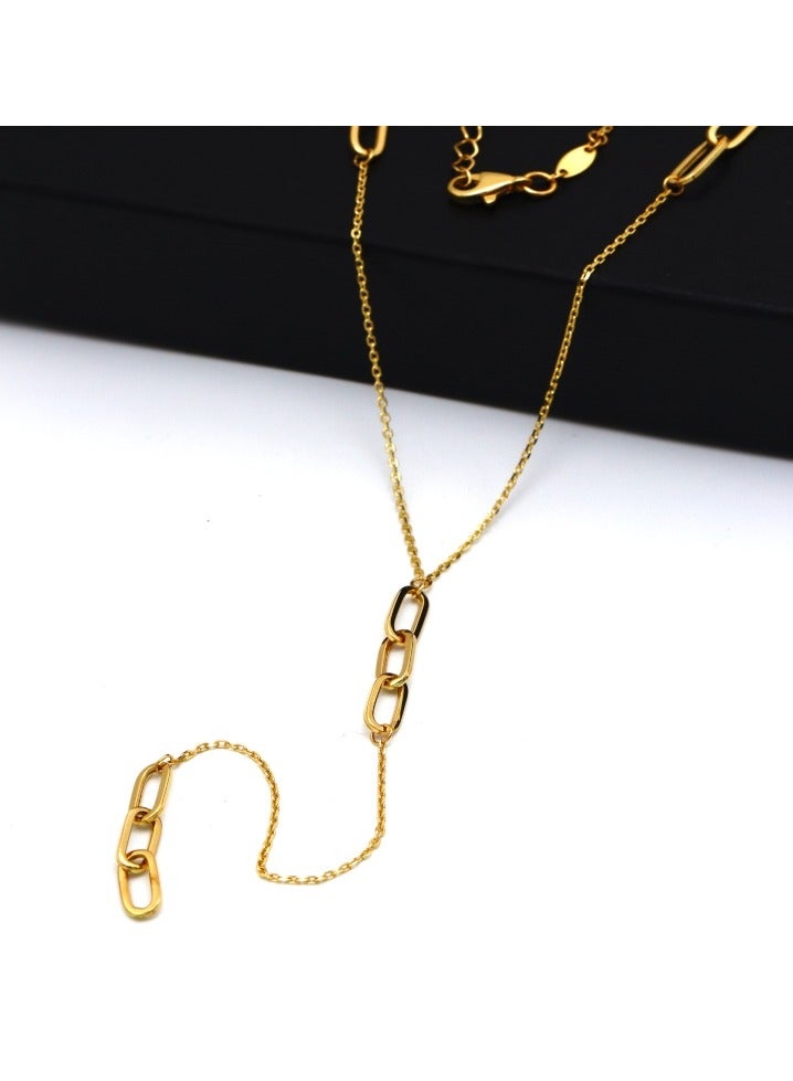 Gold Zone Real Gold Paper Clip Dangler Long Necklace - Image 5