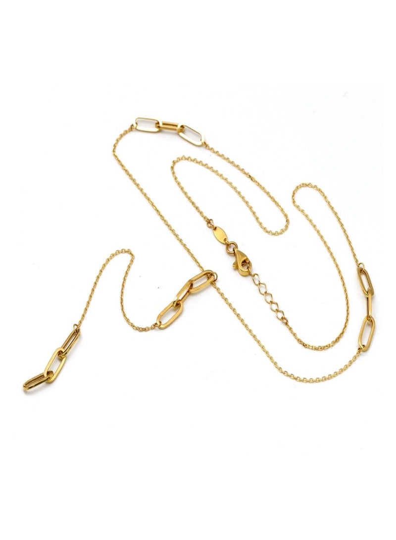 Gold Zone Real Gold Paper Clip Dangler Long Necklace - Image 3