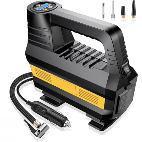 Ash  Roh ASH & ROH High-Speed Air Compressor Pump with Digital & Analog Pressure Display, Bright LED, and Nozzle Accessories for Quick Inflation Vehicles Cars, Bikes (Digital) - Image 1