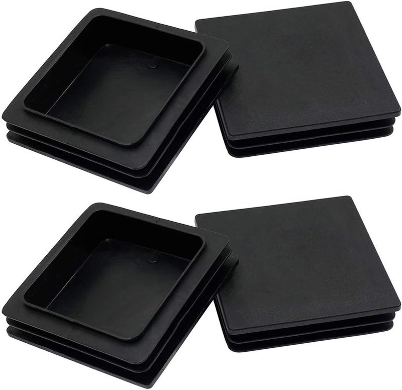 Suiwotin 4Pack 100mm (4 Inch) Square Plastic Plugs, End Caps for Square Tubing/Black - Image 1