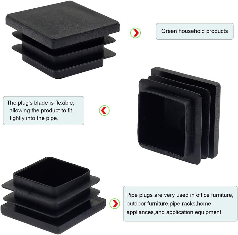 Suiwotin 4Pack 100mm (4 Inch) Square Plastic Plugs, End Caps for Square Tubing/Black - Image 5