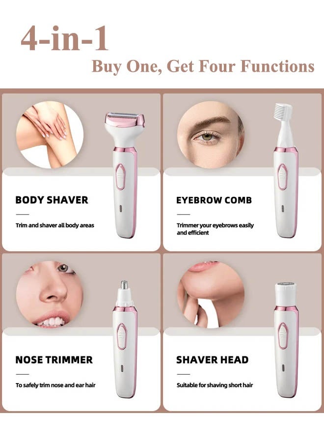 XiuWoo Women's Electric Razor Bikini Trimmer, 4-in-1 Cordless Shaver for Face, Legs, Underarms, Pubic Hair – Wet/Dry Use, Painless Hair Removal - Image 3