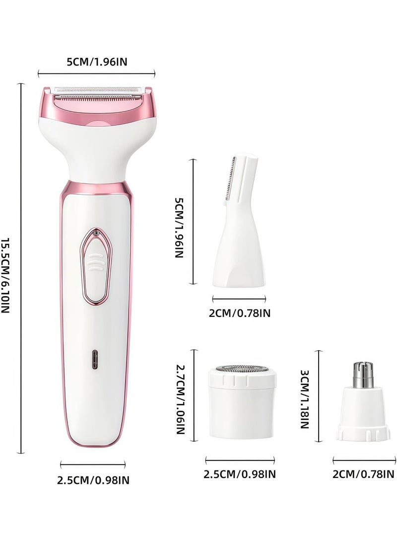 شو وو ماكينة حلاقة كهربائية نسائية، ماكينة تشذيب شعر البكيني، ماكينة حلاقة لاسلكية 4 في 1، للاستخدام الجاف/الرطب، إزالة شعر غير مؤلمة، للوجه، الساقين، الإبطين، شعر العانة، للاستخدام الجاف/الرطب، إزالة شعر غير مؤلمة (أبيض) - Image 2