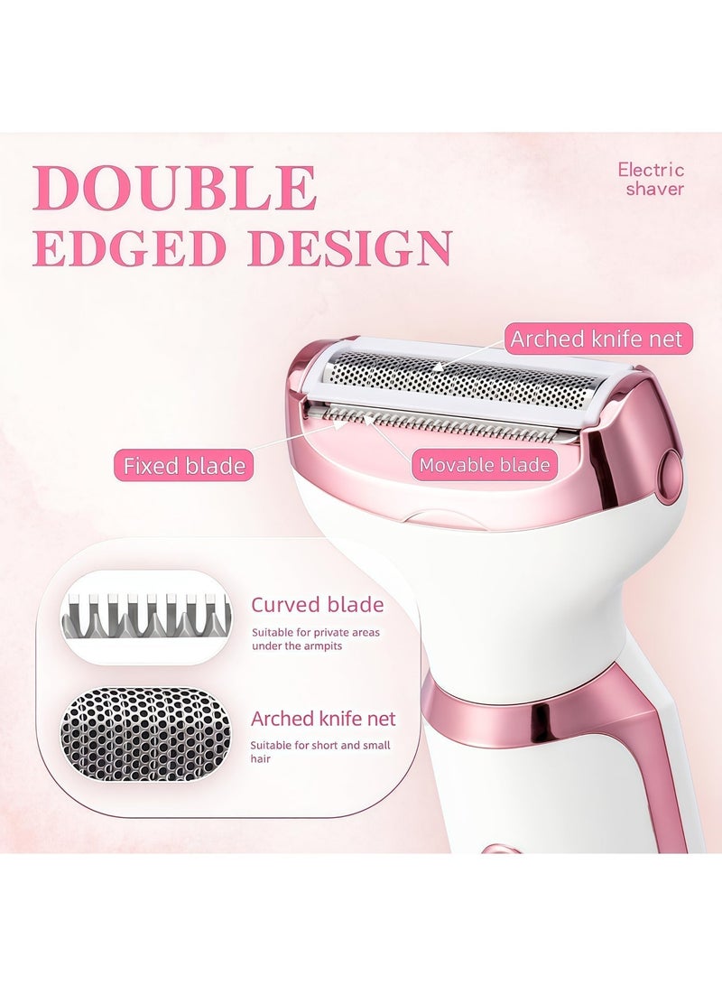 شو وو ماكينة حلاقة كهربائية نسائية، ماكينة تشذيب شعر البكيني، ماكينة حلاقة لاسلكية 4 في 1، للاستخدام الجاف/الرطب، إزالة شعر غير مؤلمة، للوجه، الساقين، الإبطين، شعر العانة، للاستخدام الجاف/الرطب، إزالة شعر غير مؤلمة (أبيض) - Image 4