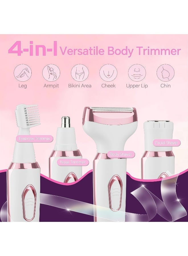 شو وو ماكينة حلاقة كهربائية نسائية، ماكينة تشذيب شعر البكيني، ماكينة حلاقة لاسلكية 4 في 1، للاستخدام الجاف/الرطب، إزالة شعر غير مؤلمة، للوجه، الساقين، الإبطين، شعر العانة، للاستخدام الجاف/الرطب، إزالة شعر غير مؤلمة (أبيض) - Image 5