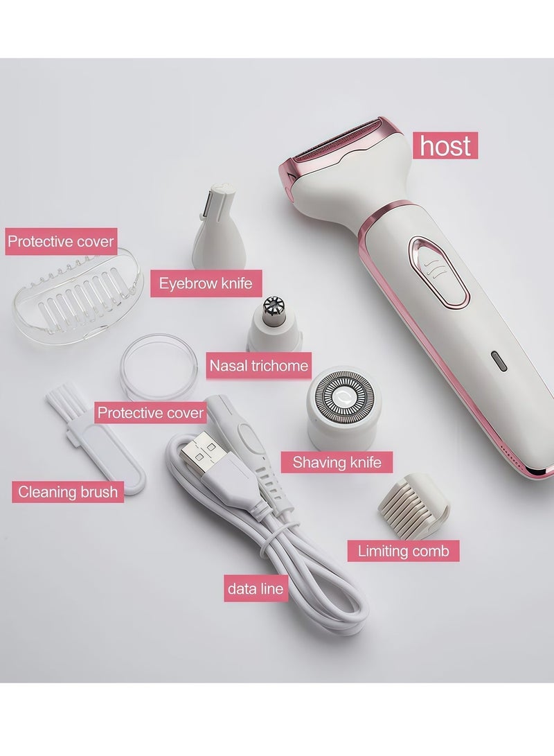 شو وو ماكينة حلاقة كهربائية نسائية، ماكينة تشذيب شعر البكيني، ماكينة حلاقة لاسلكية 4 في 1، للاستخدام الجاف/الرطب، إزالة شعر غير مؤلمة، للوجه، الساقين، الإبطين، شعر العانة، للاستخدام الجاف/الرطب، إزالة شعر غير مؤلمة (أبيض) - Image 3