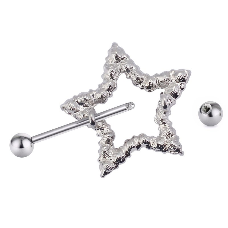 CrazyPiercing 1Pair Rhinestone Paved Star Nipple Piercing Rings Barbells 14Gauge (AB Colorful) - Image 3