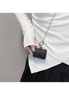 Black Leather Case For Apple Airpods3 Protective Case Pro2 Generation Bluetooth Phone Rope AirPods Case 4-Color:Black Leather Sleeve Diagonal Chain-Applicable Model:AirPods 4（2024）