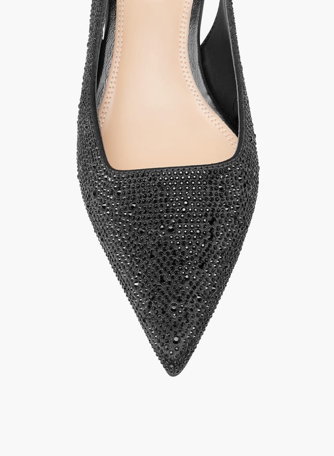 ELLE Womens Embellished Slingback Shoes With Kitten Heels - Image 2