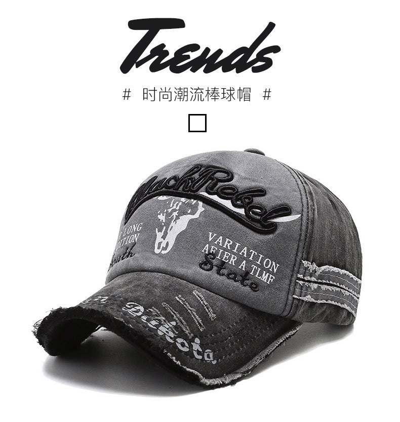 Flat Brim Cap Unisex Embroidered Sun Protection Casual Duck Cap - Image 2