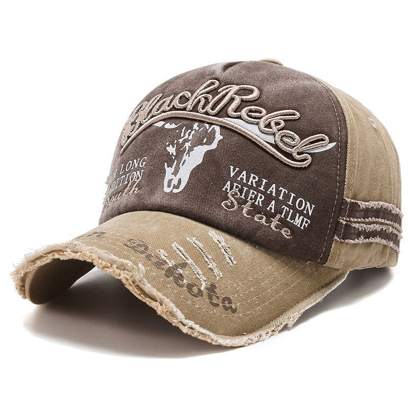 Flat Brim Cap Unisex Embroidered Sun Protection Casual Duck Cap - Image 1