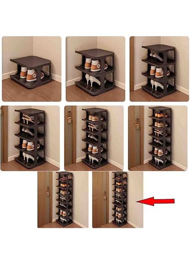 RollsTimi  9 Tier Shoe Rack Space Saving Organizer for Large Shoes,Narrow Shoe Rack, Stackable Shelf,Black  - Image 4