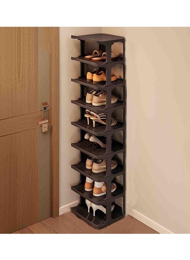 RollsTimi  9 Tier Shoe Rack Space Saving Organizer for Large Shoes,Narrow Shoe Rack, Stackable Shelf,Black  - Image 5