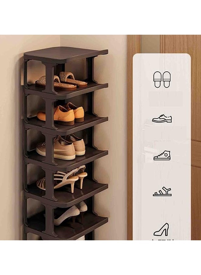 RollsTimi  9 Tier Shoe Rack Space Saving Organizer for Large Shoes,Narrow Shoe Rack, Stackable Shelf,Black  - Image 2