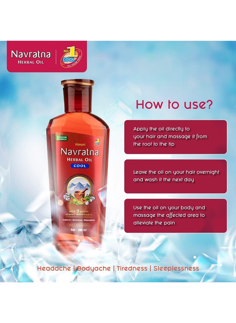 Himani - Navratna Herbal Cool Hair Oil (200ml): Cooling Hair Oil for Stress Relief, Nourishment, Rejuvenation & Natural Hair Care with 9 Herbal Ingredients: Herbal Hair Nourishment - Image 1