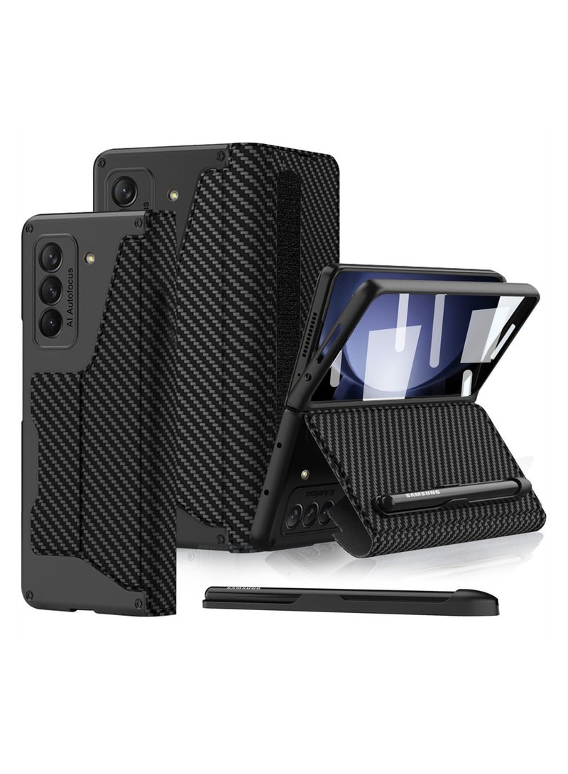 Excefore for Samsung Galaxy Z Fold 5 Case with S Pen Holder, Luxury Leather 360° Shockproof Protection Case, 2 Card Holder, Screen Protector, Hinge Protection, Wireless Charging, Leather Cover 5G 2023 - Image 1