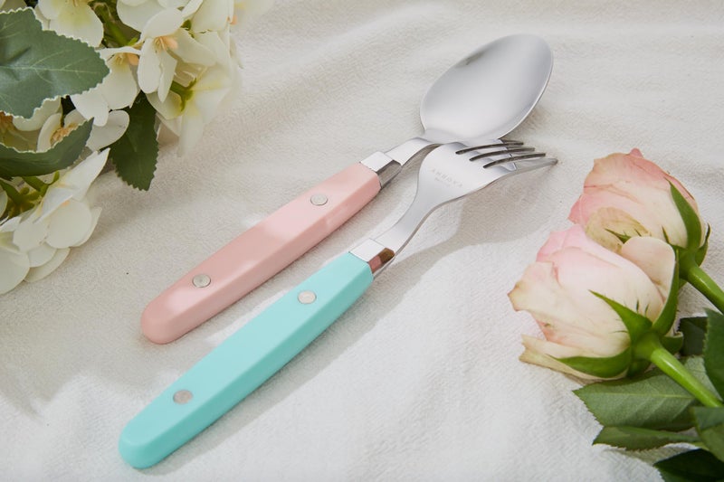 ANNOVA Silverware Set, Retro/Rivet Colorful Stainless Steel Tableware Kitchen Flatware Set Utensils, Includes Dinner Knives, Forks, Spoons, Salad Forks & Dessert Spoons (Pastel Mix, 20 Pieces) - Image 3