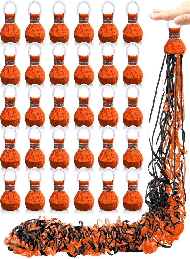 WinnerWhy 30 Pcs Hand Throw Streamers Poppers Confetti Poppers No Mess Paper Crackers Confetti for Halloween Christmas Birthday Wedding Celebrations Party Favor Decor Supplies(Black and Orange) - Image 1