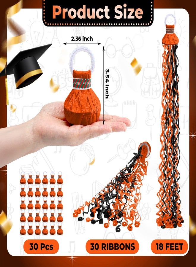 WinnerWhy 30 Pcs Hand Throw Streamers Poppers Confetti Poppers No Mess Paper Crackers Confetti for Halloween Christmas Birthday Wedding Celebrations Party Favor Decor Supplies(Black and Orange) - Image 2