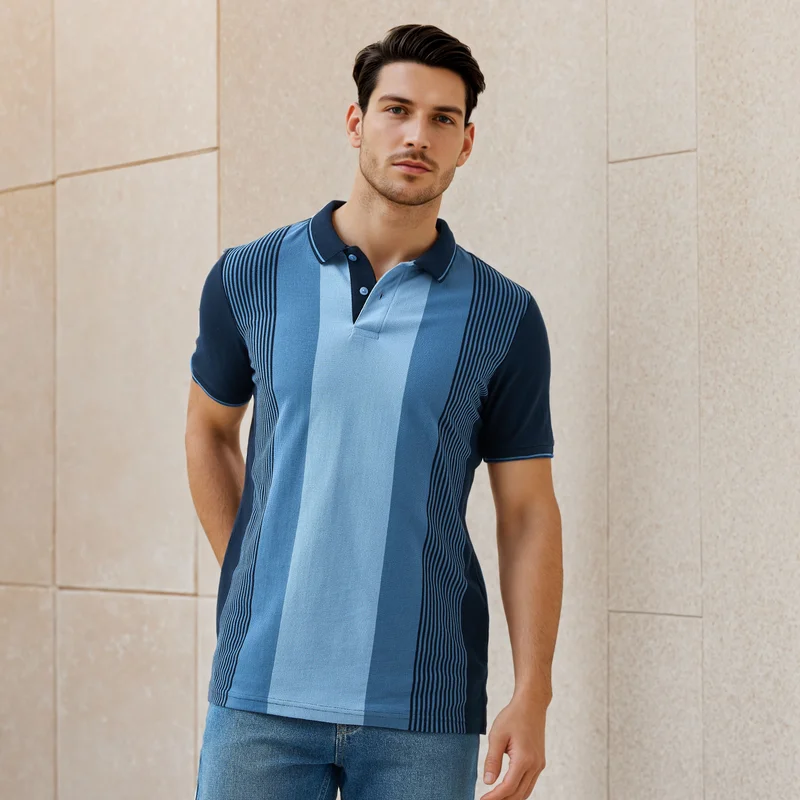 Striped Pique Polo T-shirt