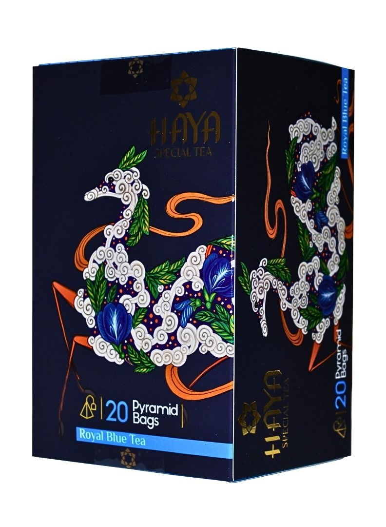Haya's Closet Haya Royal Blue Tea 20 Pyramid Tea Bags Butterfly Pea Flowers with Masala  - Image 1