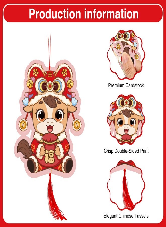 Biswiter Chinese New Year Decorations 2026, Pre-Assembled Horse Lunar New Year Tree Hanging Ornaments with Chinese Knot Pendants, 30Pcs Spring Festival Good Luck Party Decor Supplies for Tree Car Wall - Image 4
