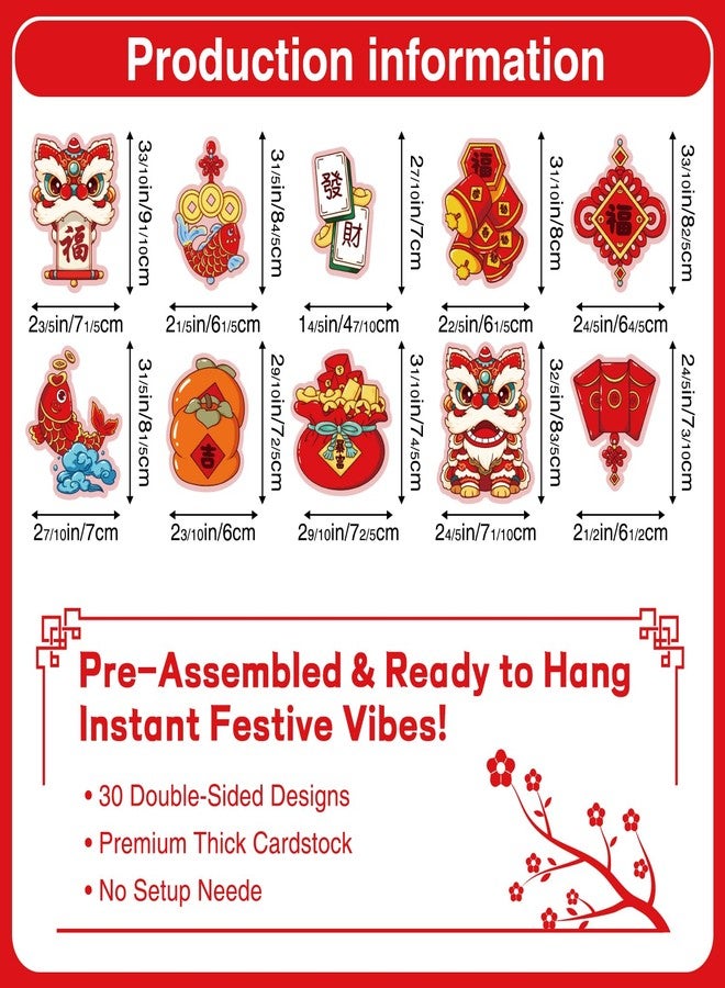 Biswiter Chinese New Year Decorations 2026, Pre-Assembled Horse Lunar New Year Tree Hanging Ornaments with Chinese Knot Pendants, 30Pcs Spring Festival Good Luck Party Decor Supplies for Tree Car Wall - Image 5