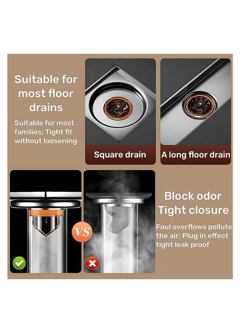 Excefore Odor Proof Floor Drain, Bathroom Sink Plug Bottle Trap, Suitable for Floor Drain Backflow Preventer 1.75 * 1.75 * 1.5 in， Anti-Sewer Odor Diffusion in Bathroom, Shower, Kitchen（2PCS） - Image 5