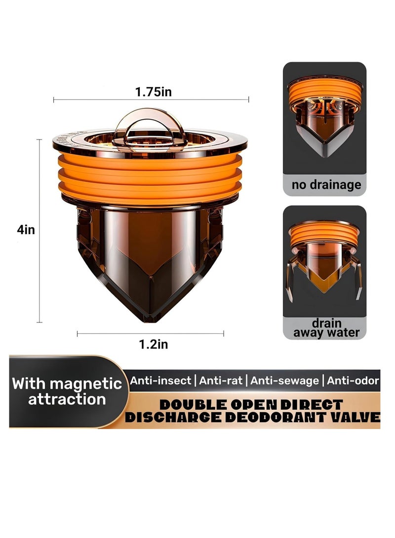 Excefore Odor Proof Floor Drain, Bathroom Sink Plug Bottle Trap, Suitable for Floor Drain Backflow Preventer 1.75 * 1.75 * 1.5 in， Anti-Sewer Odor Diffusion in Bathroom, Shower, Kitchen（2PCS） - Image 2