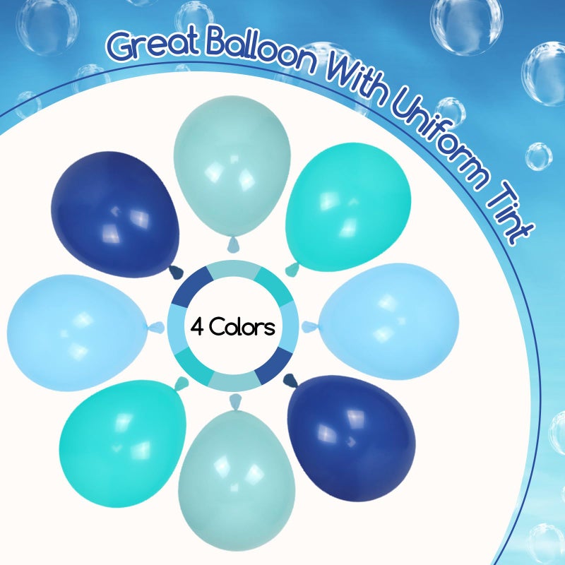 Leraqertra 60pcs Under the Sea Balloons, Ocean Balloon with Light Blue Dusty Blue Teal Clear Balloons for Ocean Themed Under the Sea Baby Shower Birthday Party Decorations - Image 3