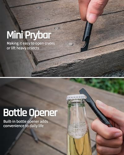 TISUR Keychain Pry Bar, Titanium Mini EDC Prybar Multitool with Bottle Opener, Pocket Small Keychain Tools for Every Day Carry(Black-Mini) - Image 3