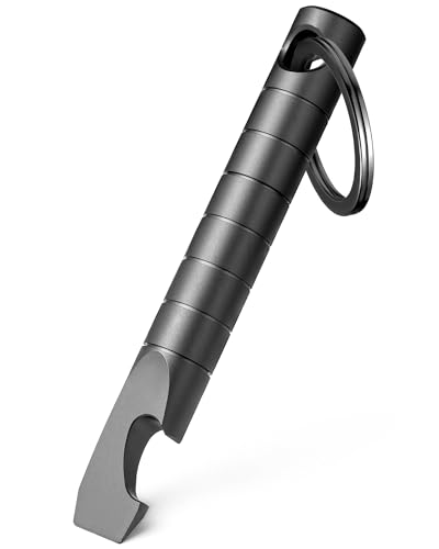 TISUR Keychain Pry Bar, Titanium Mini EDC Prybar Multitool with Bottle Opener, Pocket Small Keychain Tools for Every Day Carry(Black-Mini) - Image 1