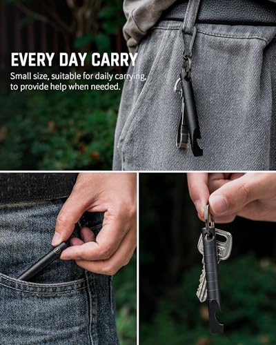 TISUR Keychain Pry Bar, Titanium Mini EDC Prybar Multitool with Bottle Opener, Pocket Small Keychain Tools for Every Day Carry(Black-Mini) - Image 5