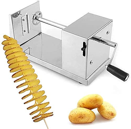 Sampton Spiral Vegetable Cutter Stainless Steel Potato Spiral Cutter Machine Twister Curly French Fry Tornado Slicer 1 pc Silver - Image 1