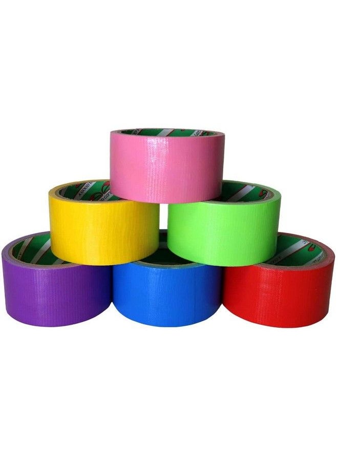 GiftExpress 6 Assorted Colored Duct Tapes Multi Purposes Bright Colors Tapes Great For Diy Art Home School Office Assorted Colors 2" Roll By 10 Yds  - Image 1