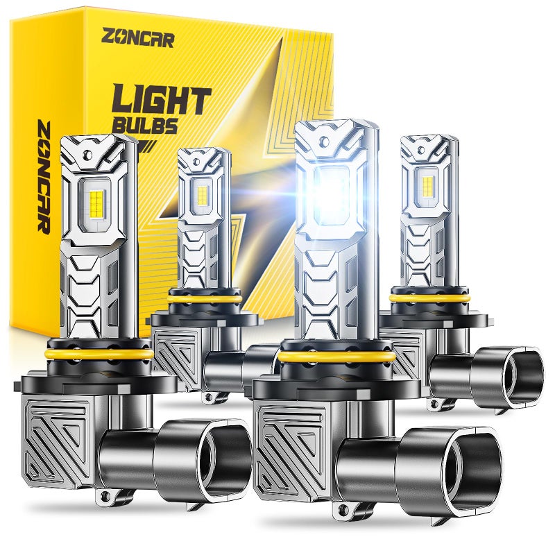 ZonCar 9005 9006 Fog Light Bulbs Combo, 10X Brighter 120000LM 6500K White HB3 HB4 Driving Light Bulbs, 1:1 Size Plug N Play, 60,000h Long Lifespan, Cornering Side Marker Light Assemblies, Box of 4 - Image 1