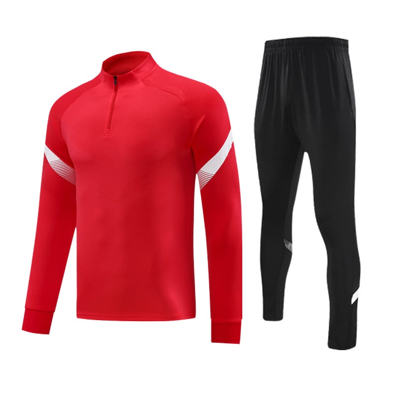 Generic Autumn and winter fleece-lined half zipper pullover long sleeve training clothes suit childrens football appearance clothes running sportswear generation hair Red (regular style) 