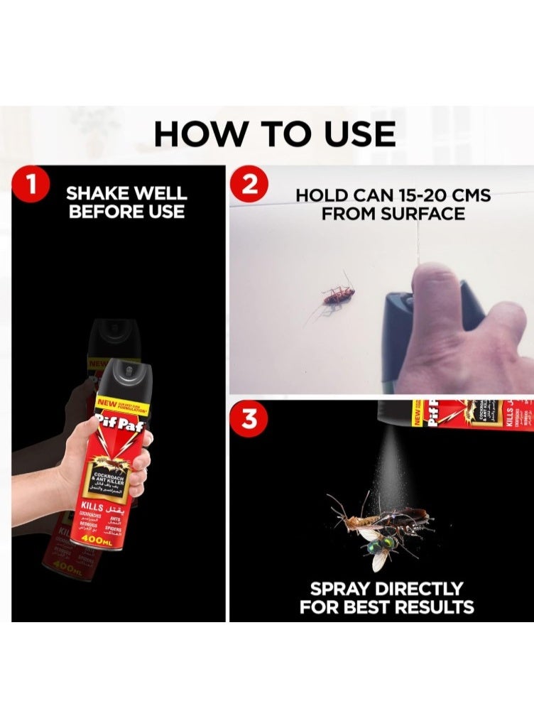 PIF PAF Power Guard Crawling Insect Killer, 4 X 400 ml - Image 3