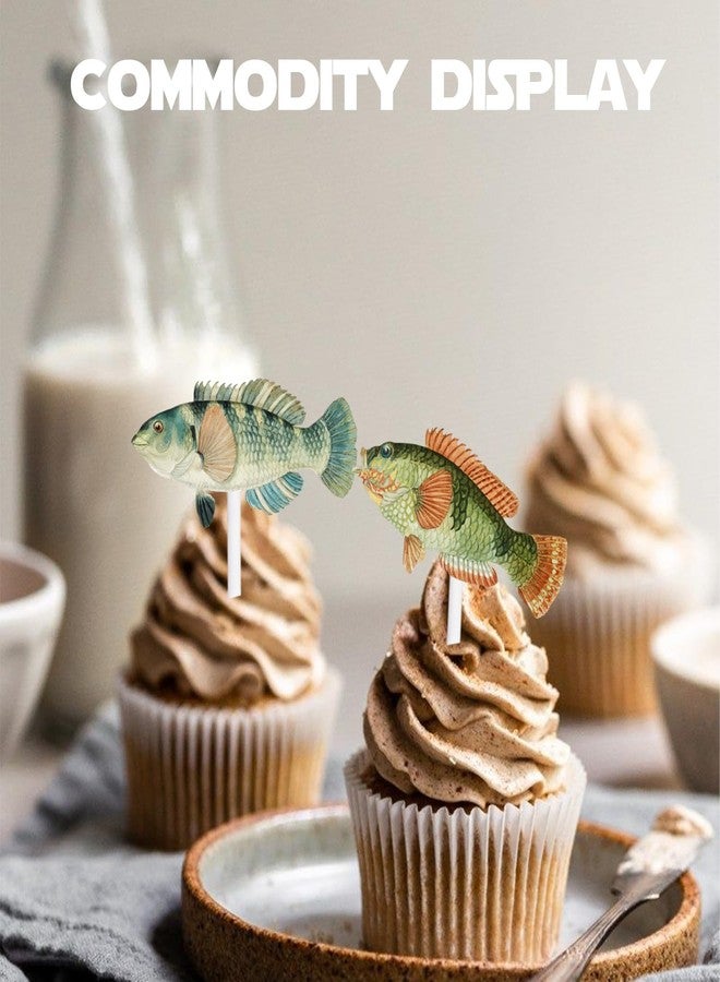 LETLIMIT 18pcs Glitter Fish Dessert Cupcake Topper Go Fishing Theme Decorations Baby Shower Boys Girls Happy Birthday Party Decor Supplies - Image 5