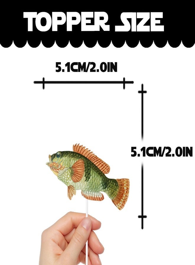 LETLIMIT 18pcs Glitter Fish Dessert Cupcake Topper Go Fishing Theme Decorations Baby Shower Boys Girls Happy Birthday Party Decor Supplies - Image 2