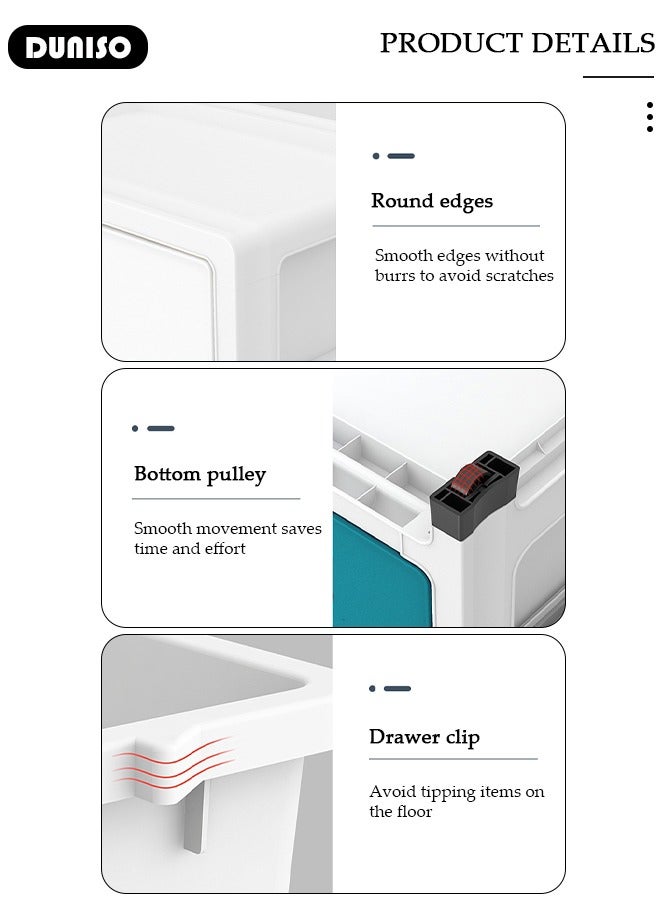 DUNISO 3 Layers Drawer Storage Cabinet Drawer Plastic Containers Box with Wheels 35CM Wide Slit Cabinet Drawer Unit Multipurpose Drawer Storage Organizer for Kitchen Bedroom Bathroom and Living Room - Image 4